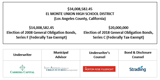 $34,008,582.45 EL MONTE UNION HIGH SCHOOL DISTRICT (Los Angeles County, California) $14,008,582.45 Election of 2008 General Obligation Bonds, Series F (Federally Tax-Exempt) $20,000,000 Election of 2018 General Obligation Bonds, Series C (Federally Tax-Exempt) FOS PSOTED 5-14-24