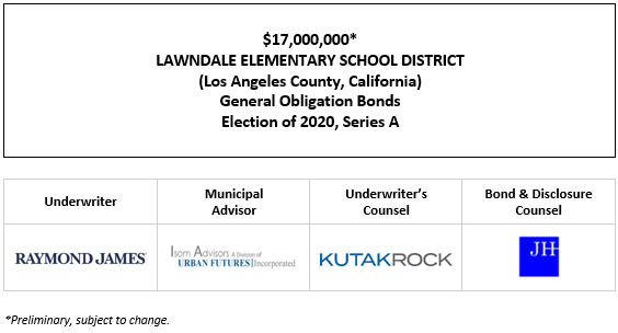 $17,000,000* LAWNDALE ELEMENTARY SCHOOL DISTRICT (Los Angeles County, California) General Obligation Bonds Election of 2020, Series A POS POSTED 5-8-24