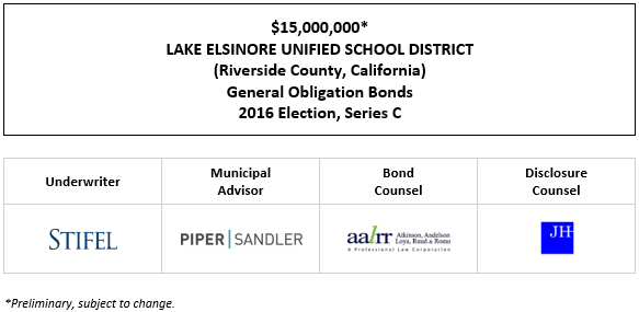 $15,000,000* LAKE ELSINORE UNIFIED SCHOOL DISTRICT (Riverside County, California) General Obligation Bonds 2016 Election, Series C POS POSTED 5-16-24