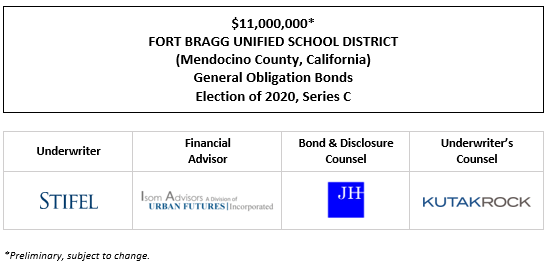 $11,000,000* FORT BRAGG UNIFIED SCHOOL DISTRICT (Mendocino County, California) General Obligation Bonds Election of 2020, Series C POS POSTED 11-27-24