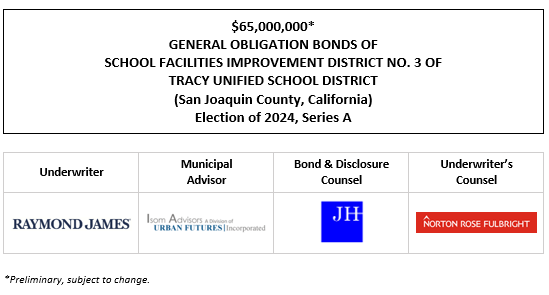 $65,000,000* GENERAL OBLIGATION BONDS OF SCHOOL FACILITIES IMPROVEMENT DISTRICT NO. 3 OF TRACY UNIFIED SCHOOL DISTRICT (San Joaquin County, California) Election of 2024, Series A POS POSTED 5-13-25
