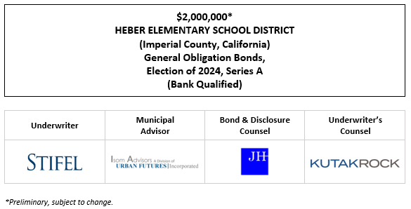 $2,000,000* HEBER ELEMENTARY SCHOOL DISTRICT (Imperial County, California) General Obligation Bonds, Election of 2024, Series A (Bank Qualified) POS POSTED 6-18-25