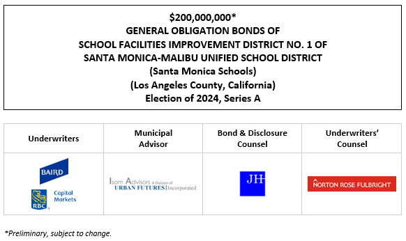 $200,000,000* GENERAL OBLIGATION BONDS OF SCHOOL FACILITIES IMPROVEMENT DISTRICT NO. 1 OF SANTA MONICA-MALIBU UNIFIED SCHOOL DISTRICT (Santa Monica Schools) (Los Angeles County, California) Election of 2024, Series A POS POSTED 6-4-25