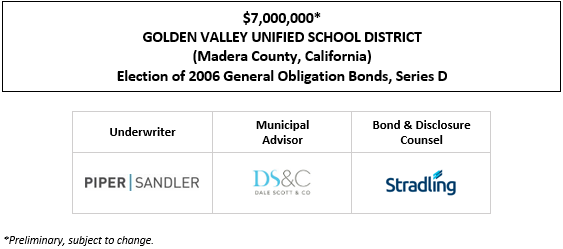 $7,000,000* GOLDEN VALLEY UNIFIED SCHOOL DISTRICT (Madera County, California) Election of 2006 General Obligation Bonds, Series D POS POSTED 7-10-25