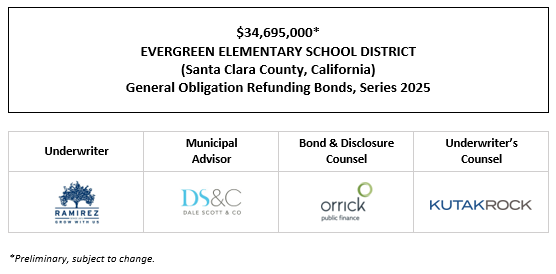 $34,695,000* EVERGREEN ELEMENTARY SCHOOL DISTRICT (Santa Clara County, California) General Obligation Refunding Bonds, Series 2025 POS POSTED 7-31-25