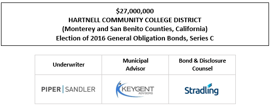 $27,000,000 HARTNELL COMMUNITY COLLEGE DISTRICT (Monterey and San Benito Counties, California) Election of 2016 General Obligation Bonds, Series C FOS POSTED 7-17-25
