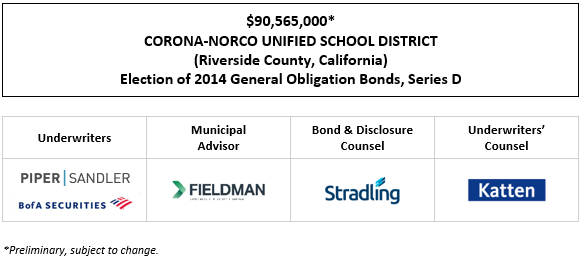$90,565,000* CORONA-NORCO UNIFIED SCHOOL DISTRICT (Riverside County, California) Election of 2014 General Obligation Bonds, Series D POS POSTED 1-7-26