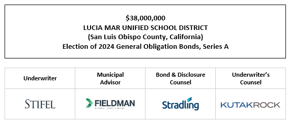 $38,000,000 LUCIA MAR UNIFIED SCHOOL DISTRICT (San Luis Obispo County, California) Election of 2024 General Obligation Bonds, Series A FOS POSTED 2-26-26