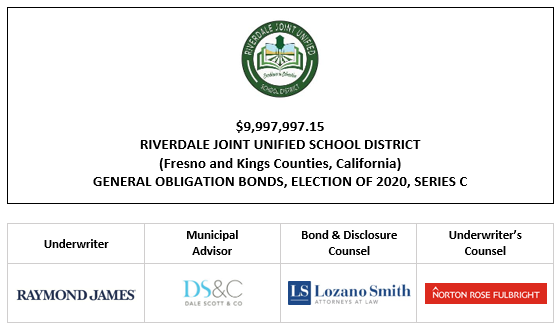 $9,997,997.15 RIVERDALE JOINT UNIFIED SCHOOL DISTRICT (Fresno and Kings Counties, California) GENERAL OBLIGATION BONDS, ELECTION OF 2020, SERIES C FOS POSTED 3-3-26