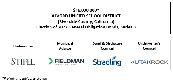 $46,000,000* ALVORD UNIFIED SCHOOL DISTRICT (Riverside County, California) Election of 2022 General Obligation Bonds, Series B POS POSTED 3-25-26