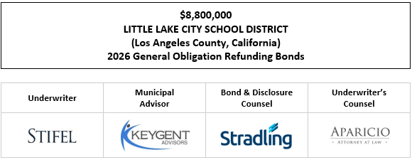 $8,800,000 LITTLE LAKE CITY SCHOOL DISTRICT (Los Angeles County, California) 2026 General Obligation Refunding Bonds FOS POSTED 4-24-26