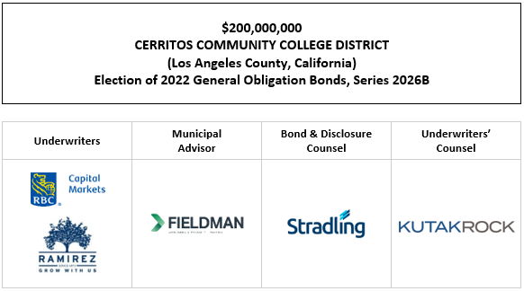 $200,000,000 CERRITOS COMMUNITY COLLEGE DISTRICT (Los Angeles County, California) Election of 2022 General Obligation Bonds, Series 2026B FOS POSTED 5-19-26