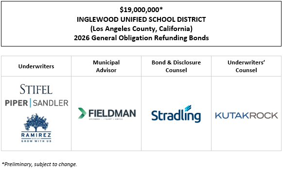 $19,000,000* INGLEWOOD UNIFIED SCHOOL DISTRICT (Los Angeles County, California) 2026 General Obligation Refunding Bonds POS POSTED 5-7-26