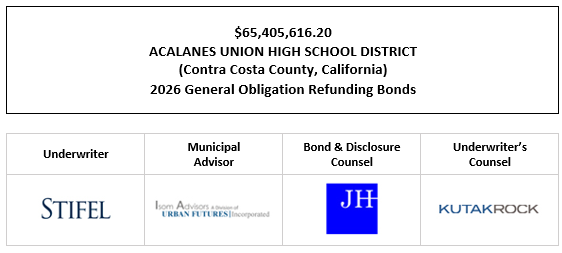 $65,405,616.20 ACALANES UNION HIGH SCHOOL DISTRICT (Contra Costa County, California) 2026 General Obligation Refunding Bonds OS POSTED 7-1-26