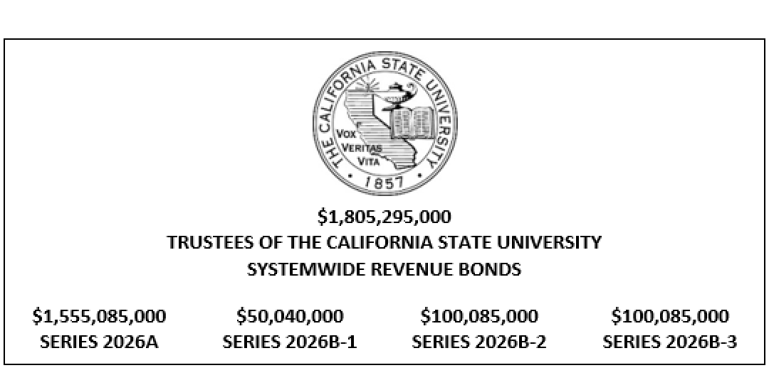 $1,805,295,000 TRUSTEES OF THE CALIFORNIA STATE UNIVERSITY SYSTEMWIDE REVENUE BONDS $1,555,085,000 SERIES 2026A $50,040,000 SERIES 2026B-1 $100,085,000 SERIES 2026B-2 $100,085,000 SERIES 2026B-3 FOS POSTED 7-17-26