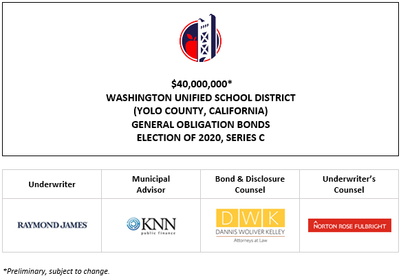 $40,000,000* WASHINGTON UNIFIED SCHOOL DISTRICT (YOLO COUNTY, CALIFORNIA) GENERAL OBLIGATION BONDS ELECTION OF 2020, SERIES C POS POSTED 8-28-26