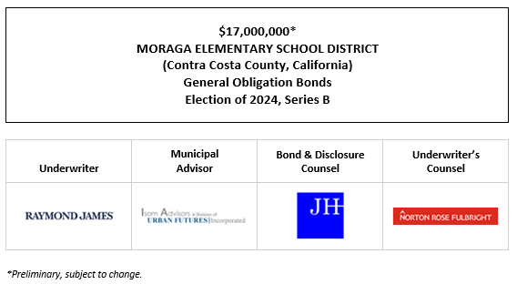 $17,000,000* MORAGA ELEMENTARY SCHOOL DISTRICT (Contra Costa County, California) General Obligation Bonds Election of 2024, Series B POS POSTED 10-7-26