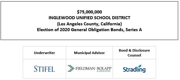 $75,000,000 INGLEWOOD UNIFIED SCHOOL DISTRICT (Los Angeles County, California) Election of 2020 General Obligation Bonds, Series A FOS POSTED 11-4-21