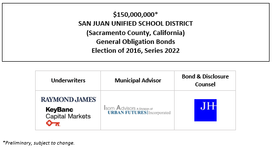 $150,000,000* SAN JUAN UNIFIED SCHOOL DISTRICT (Sacramento County, California) General Obligation Bonds Election of 2016, Series 2022 POS POSTED 4-12-22