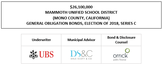 $26,100,000 MAMMOTH UNIFIED SCHOOL DISTRICT (MONO COUNTY, CALIFORNIA) GENERAL OBLIGATION BONDS, ELECTION OF 2018, SERIES C FOS POSTED 5-20-22
