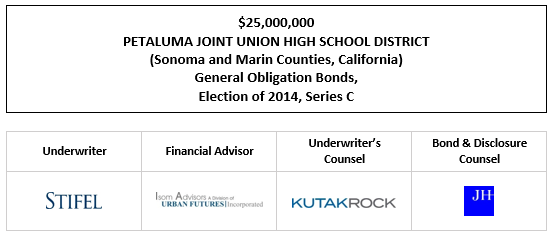 $25,000,000 PETALUMA JOINT UNION HIGH SCHOOL DISTRICT (Sonoma and Marin Counties, California) General Obligation Bonds, Election of 2014, Series C FOS POSTED 7-26-22