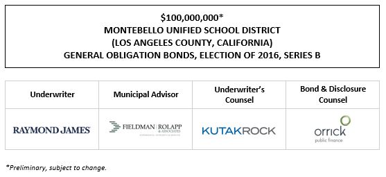 $100,000,000* MONTEBELLO UNIFIED SCHOOL DISTRICT (LOS ANGELES COUNTY, CALIFORNIA) GENERAL OBLIGATION BONDS, ELECTION OF 2016, SERIES B POS POSTED 10-17-22