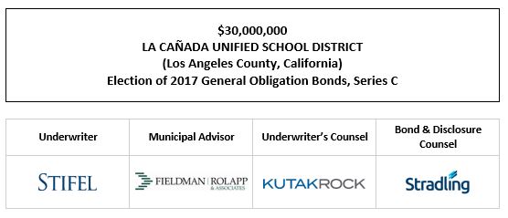 $30,000,000 LA CAÑADA UNIFIED SCHOOL DISTRICT (Los Angeles County, California) Election of 2017 General Obligation Bonds, Series C FOS POSTED 11-2-22