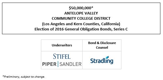 $50,000,000* ANTELOPE VALLEY COMMUNITY COLLEGE DISTRICT (Los Angeles and Kern Counties, California) Election of 2016 General Obligation Bonds, Series C POS POSTED 11-2-22