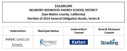 $10,000,000 BELMONT-REDWOOD SHORES SCHOOL DISTRICT (San Mateo County, California) Election of 2014 General Obligation Bonds, Series B FOS POSTED 11-22-22