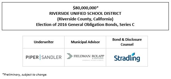 $80,000,000* RIVERSIDE UNIFIED SCHOOL DISTRICT (Riverside County, California) Election of 2016 General Obligation Bonds, Series C POS POSTED 1-17-23