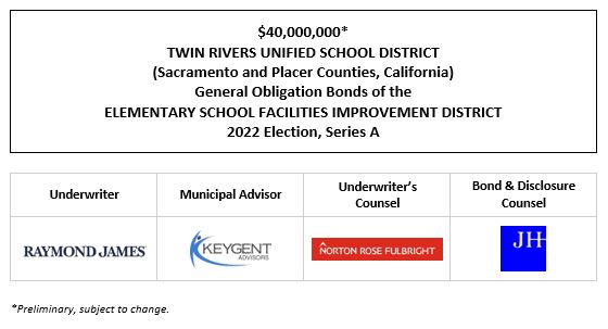 $40,000,000* TWIN RIVERS UNIFIED SCHOOL DISTRICT (Sacramento and Placer Counties, California) General Obligation Bonds of the ELEMENTARY SCHOOL FACILITIES IMPROVEMENT DISTRICT 2022 Election, Series A POS POSTED 2-7-23