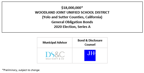 $18,000,000* WOODLAND JOINT UNIFIED SCHOOL DISTRICT (Yolo and Sutter Counties, California) General Obligation Bonds 2020 Election, Series A POS POSTED 3-14-23
