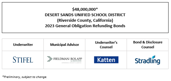 $48,000,000* DESERT SANDS UNIFIED SCHOOL DISTRICT (Riverside County, California) 2023 General Obligation Refunding Bonds POS POSTED 3-15-23